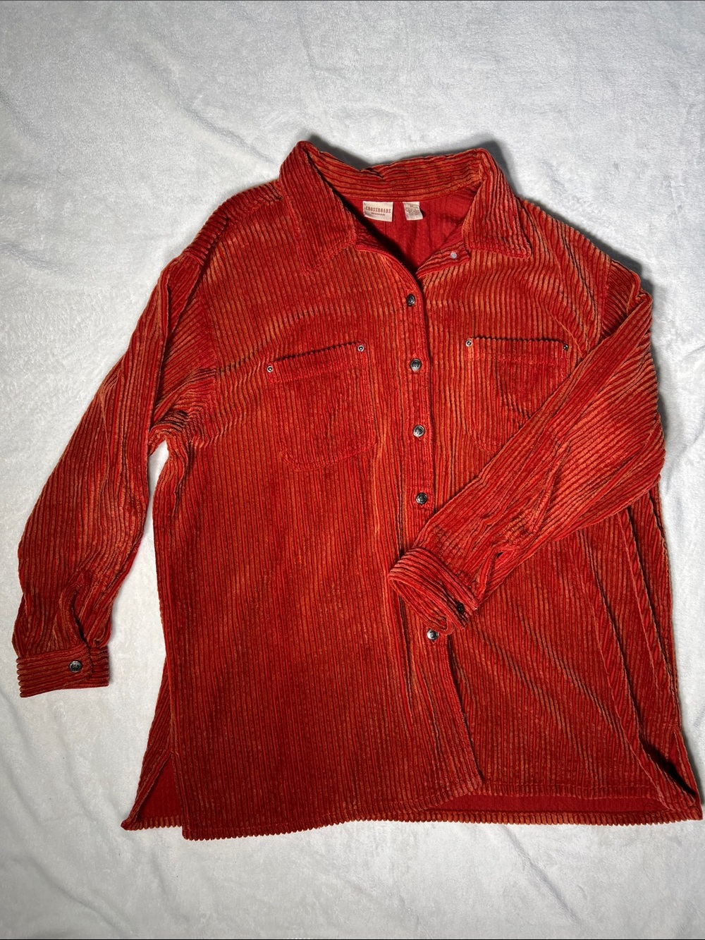 Crossroads Women’s Burnt Orange Corduroy Button Long Sleeve 3X